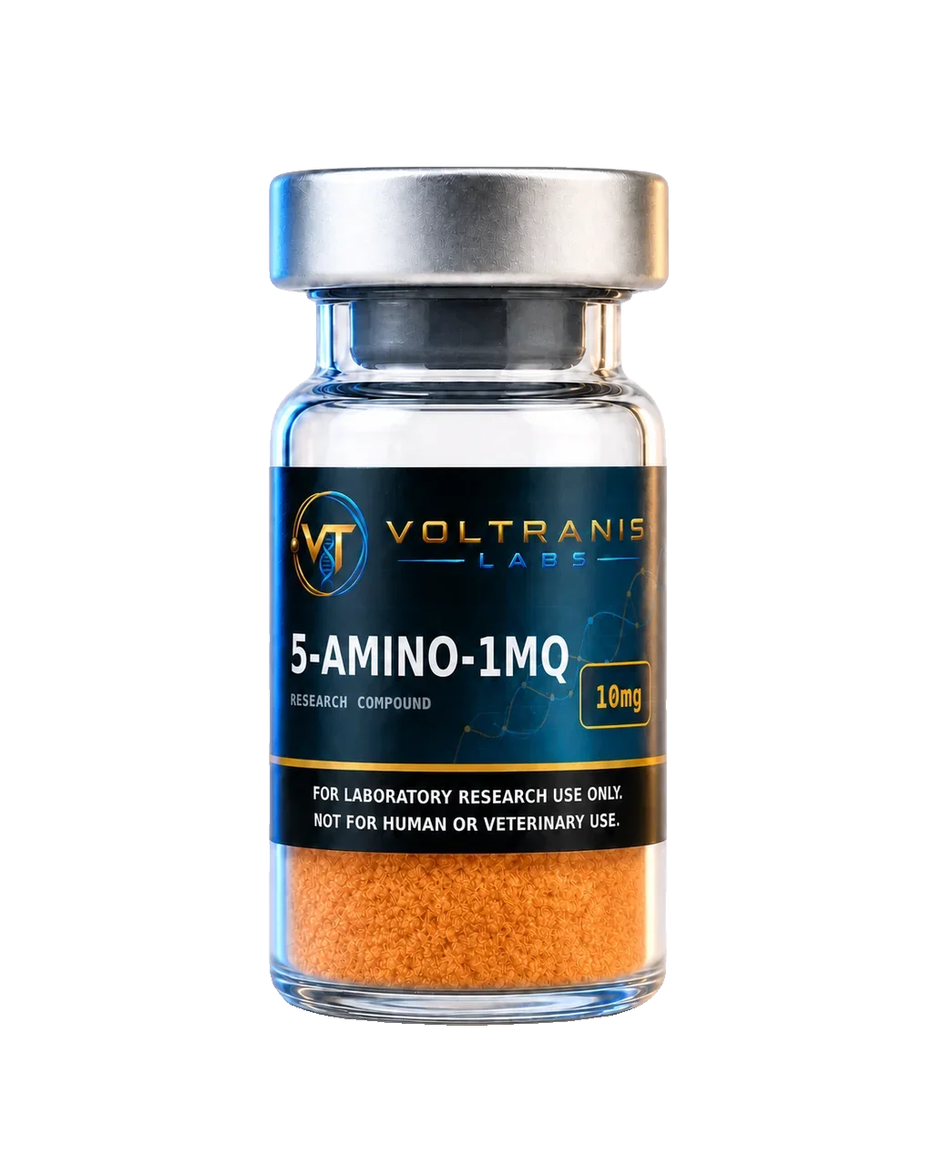 5-Amino-1MQ 10mg — labelled vial, product photograph