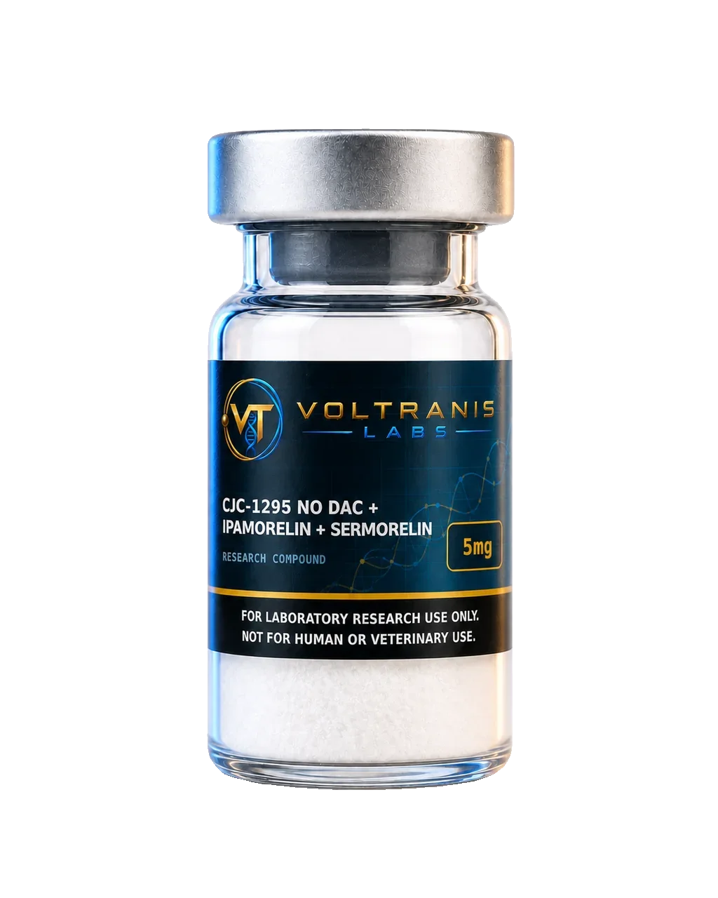 CJC-1295 No DAC + Ipamorelin + Sermorelin 5mg — labelled vial, product photograph