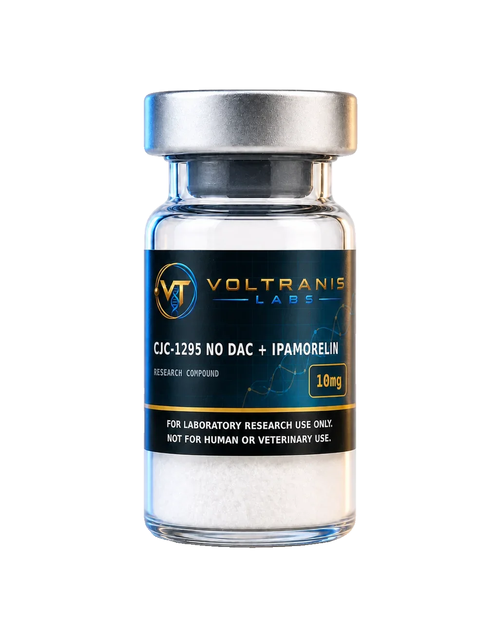 CJC-1295 No DAC + Ipamorelin 10mg — labelled vial, product photograph