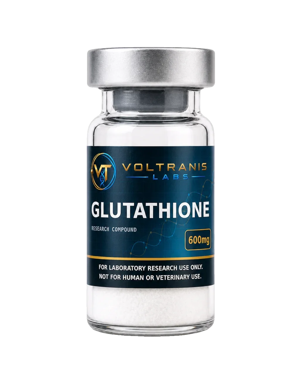 Glutathione 600mg — labelled vial, product photograph
