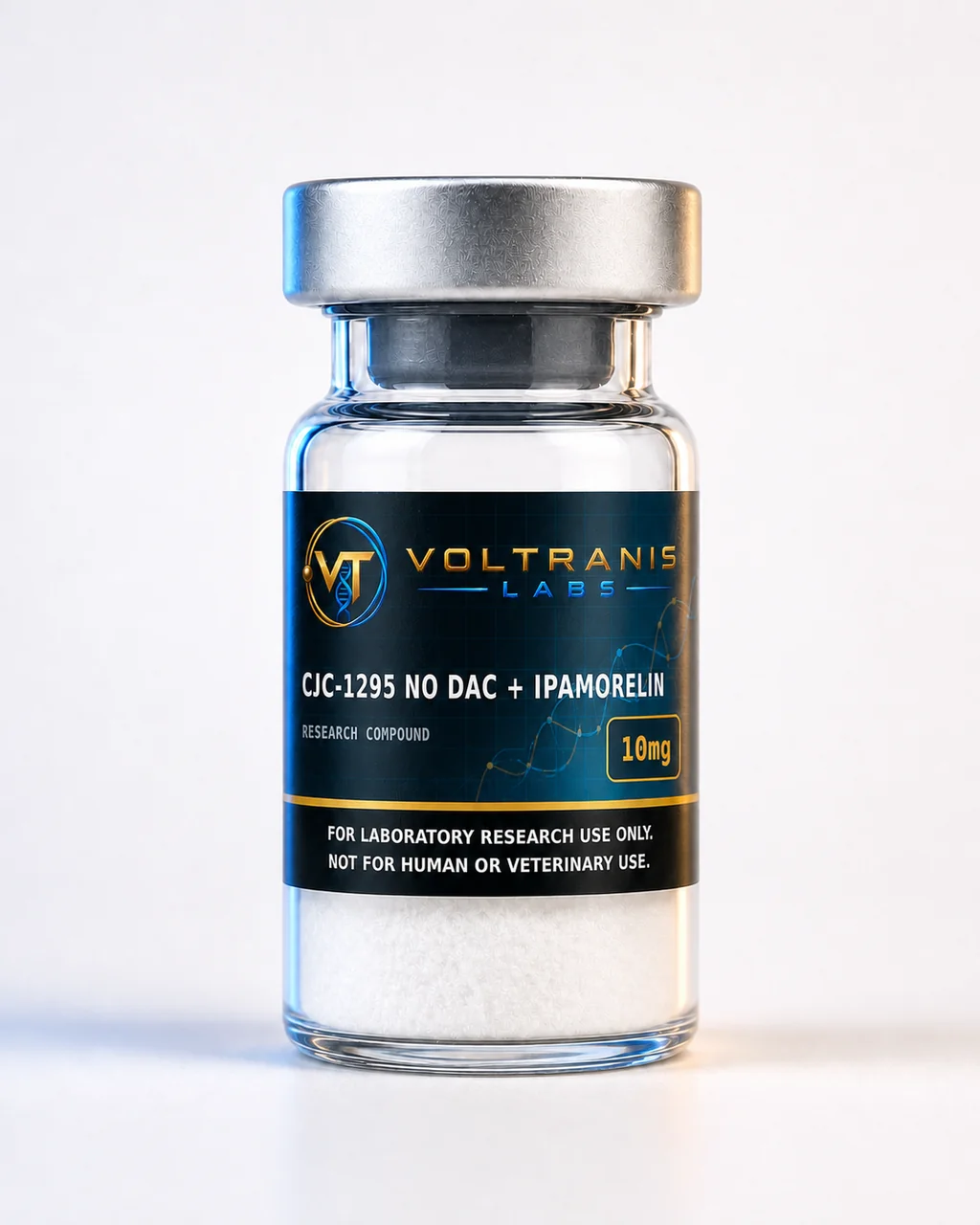 CJC-1295 No DAC + Ipamorelin 10mg — labelled vial, product photograph