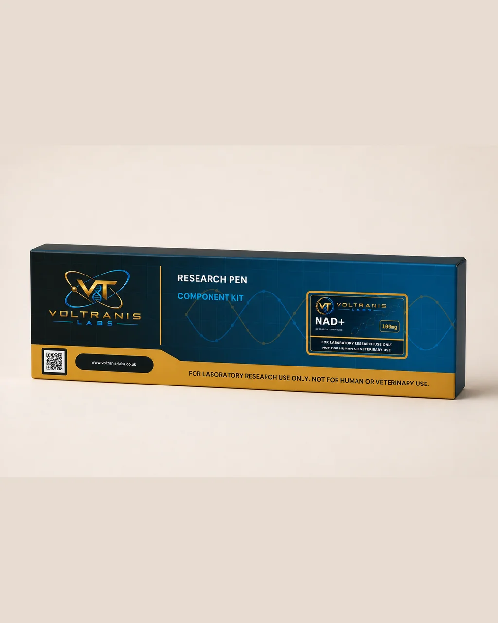 NAD+ 100mg — labelled pen box, product photograph