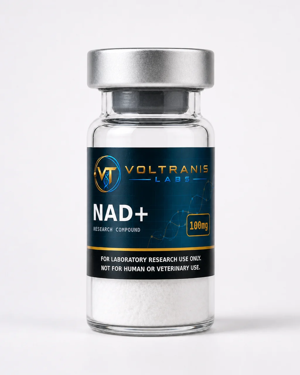 NAD+ 100mg — labelled vial, product photograph